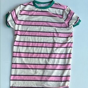 Striped Pink, Green, and Off-White Striped Women’s Shirt